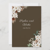 Rustieke Off White Bloemen Boho Hout Bruiloft Kaart (Achterkant)