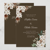 Rustieke Off White Bloemen Boho Hout Bruiloft Kaart (Voorkant / Achterkant)