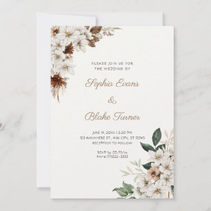 Rustieke Off White Bloemen Boho Off White Trouwen Kaart