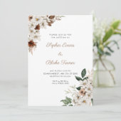 Rustieke Off White Bloemen Boho Witte Bruiloft Kaart (Staand voorkant)