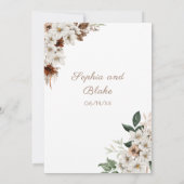 Rustieke Off White Bloemen Boho Witte Bruiloft Kaart (Achterkant)