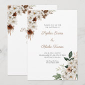 Rustieke Off White Bloemen Boho Witte Bruiloft Kaart (Voorkant / Achterkant)