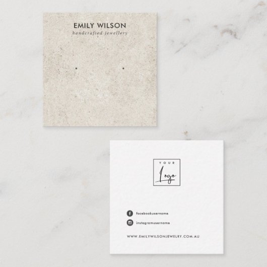 RUSTIEKE OFF WITTE STUCCO STUD OORBEL DISPLAY KAAR VIERKANTE VISITEKAARTJE (Voorkant / Achterkant)