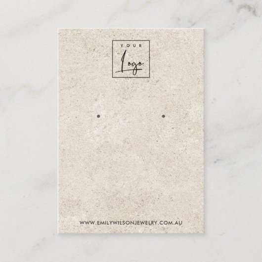 RUSTIEKE OFF WITTE STUCCO STUD OORBEL DISPLAY KAAR VISITEKAARTJE (Voorkant)