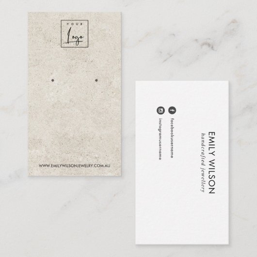 RUSTIEKE OFF WITTE STUCCO STUD OORBEL DISPLAY KAAR VISITEKAARTJE (Voorkant / Achterkant)