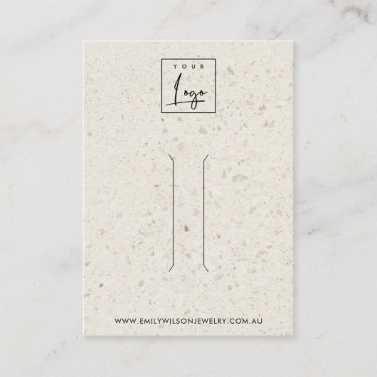 RUSTIEKE OFF WITTE TERRAZZO HAARCLIP DISPLAY KAART VISITEKAARTJE (Voorkant)