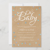 Rustieke Oh Baby Liefde Harten Koppel Baby Jongen  Kaart (Voorkant)