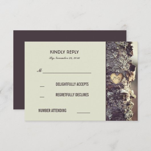 Rustieke Old Tree Wedding RSVP Kaarten (Voorkant / Achterkant)