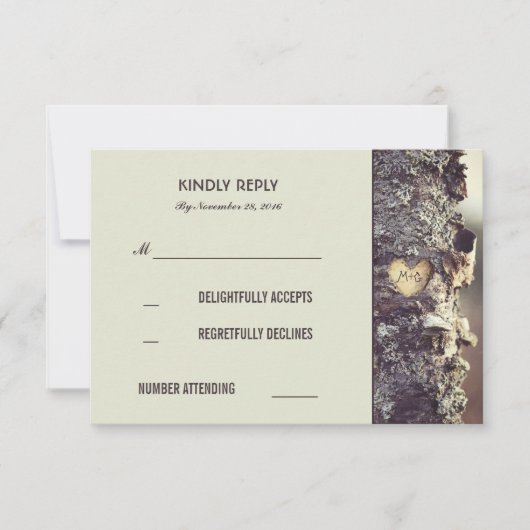 Rustieke Old Tree Wedding RSVP Kaarten Kaartje (Voorkant)
