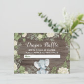 Rustieke olifant Baby shower groen luier Raffle Informatiekaartje (Staand voorkant)