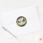 Rustieke Olifant Meisje Baby Shower Geel Ronde Sticker (Envelop)