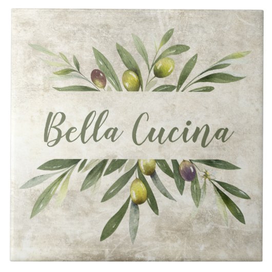 Rustieke Olijf & takken Bella Cucina Tegeltje (Voorkant)
