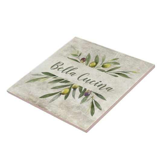 Rustieke Olijf & takken Bella Cucina Tegeltje (Zijkant)