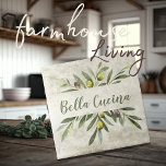 Rustieke Olijf & takken Bella Cucina Tegeltje<br><div class="desc">Bella Cucina Rustieke waterverf olijf boeket van takken & bladeren. Mix & match met andere tegels in hetzelfde coördinerende thema om je perfecte look te creëer. 100% klanttevredenheid met "Zazzle" elke dag.</div>