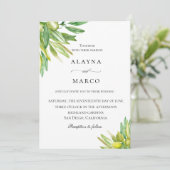 Rustieke Olijf Toscaanse bruiloft uitnodiging (Staand voorkant)