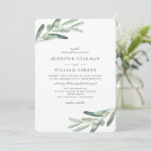 Rustieke Olijfboom Waterverf Botanicals Wedding Kaart (Staand voorkant)