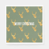 Rustieke Olijfgroen Gouden Herten Kerstmis Servet (Voorkant)