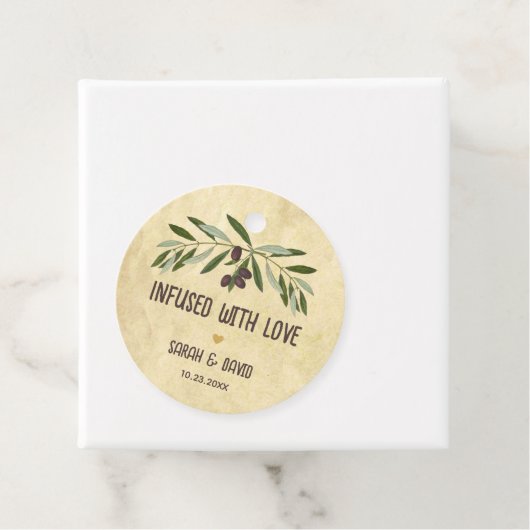 Rustieke Olijfolie Doordrenkt met Liefde Bruiloft Bedankjes Labels (In situ)
