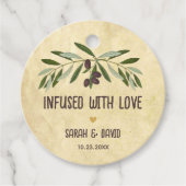Rustieke Olijfolie Doordrenkt met Liefde Bruiloft Bedankjes Labels (Voorkant)