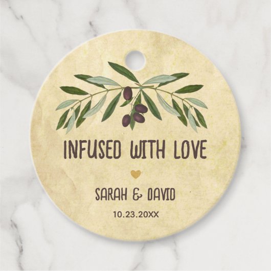 Rustieke Olijfolie Doordrenkt met Liefde Bruiloft Bedankjes Labels (Voorkant)