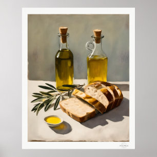 Rustieke Olijfolie en Brood Keuken Poster