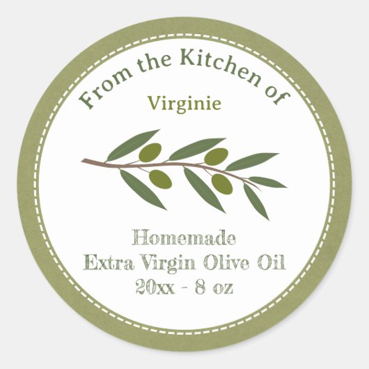 Rustieke Olijfolie Label Kraft Sticker (Voorkant)
