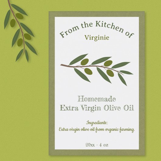Rustieke Olijfoliefles Kraft Label Sticker