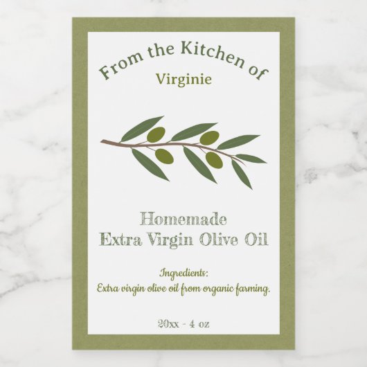 Rustieke Olijfoliefles Kraft Label Sticker (Enkel label)