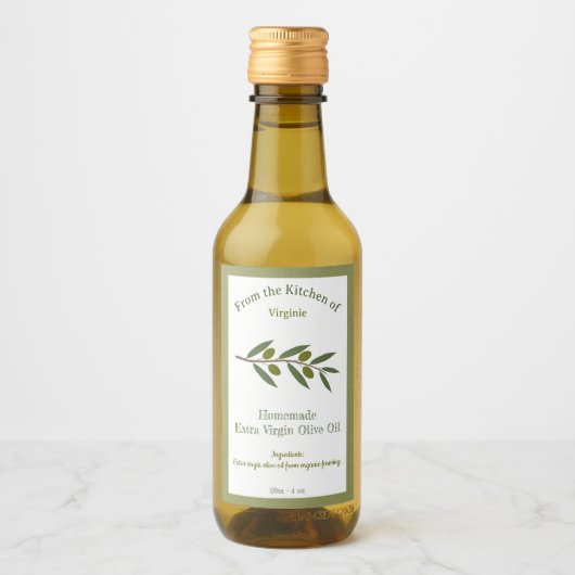 Rustieke Olijfoliefles Kraft Label Sticker (Voorkant)