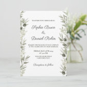 Rustieke Olijftak en Bloemen Huwelijksuitnodiging Kaart (Staand voorkant)