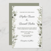 Rustieke Olijftak en Bloemen Huwelijksuitnodiging Kaart (Voorkant / Achterkant)