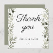 Rustieke olijftak en bloemenbruiloft Dank u Bedankkaart (Voorkant / Achterkant)