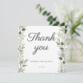 Rustieke olijftak en bloemenbruiloft Dank u Bedankkaart (Staand voorkant)