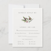 Rustieke Olijftak Foliage Bruiloft Dieet RSVP (Voorkant)