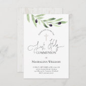 rustieke olijftak Katholiek Eerste Communie Invit Kaart (Voorkant / Achterkant)