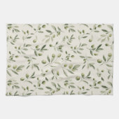 Rustieke Olijftak Mediterraan Patroon Theedoek (Horizontaal)