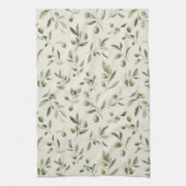 Rustieke Olijftak Mediterraan Patroon Theedoek (Verticaal)