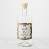 Rustieke olijven Custom Text Olijfolie Likeurfles Etiket (Voorkant)