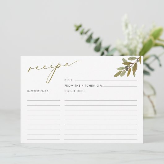 Rustieke Olijven Script Vrijgezellenfeest Recept K Kaart (Staand voorkant)