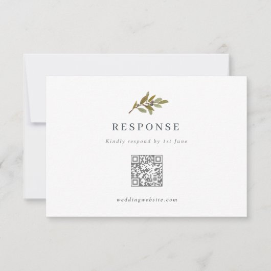 Rustieke Olive Branch Wedding QR Code RSVP Card (Voorkant)