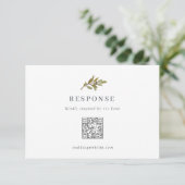Rustieke Olive Branch Wedding QR Code RSVP Card (Staand voorkant)