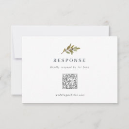 Rustieke Olive Branch Wedding QR Code RSVP Card Kaartje