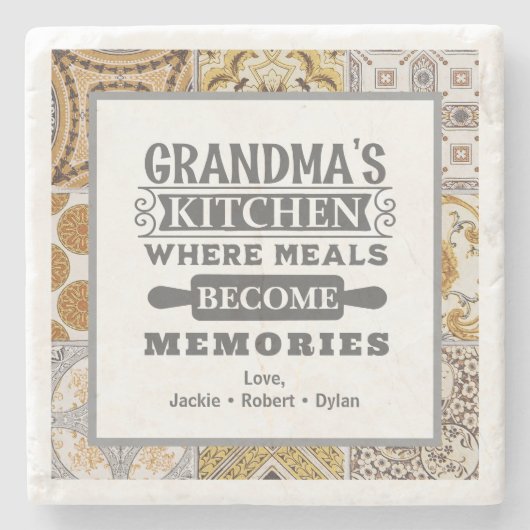 Rustieke oma-maaltijden worden herinneringen stenen onderzetter (Voorkant)