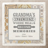 Rustieke oma-maaltijden worden herinneringen stenen onderzetter