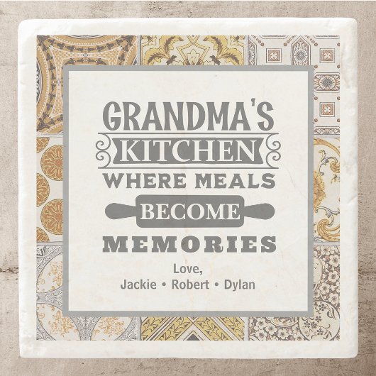 Rustieke oma-maaltijden worden herinneringen stenen onderzetter