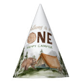 Rustieke One Happy Camper Forest Beer 1e Verjaarda Feesthoedjes (Voorkant)