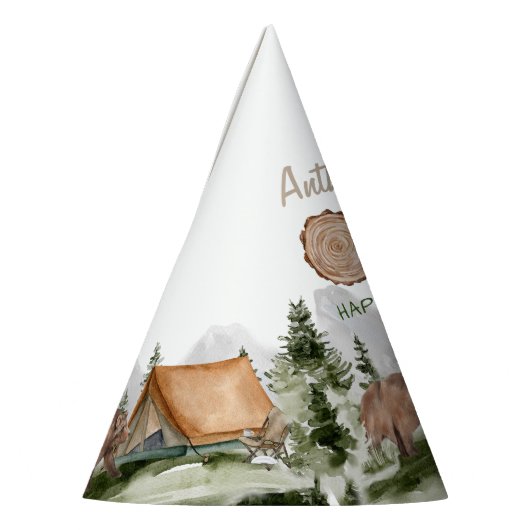 Rustieke One Happy Camper Forest Beer 1e Verjaarda Feesthoedjes (Links)