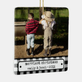 Rustieke One Photo  Plaid Custom Christmas Keramisch Ornament (Rechts)