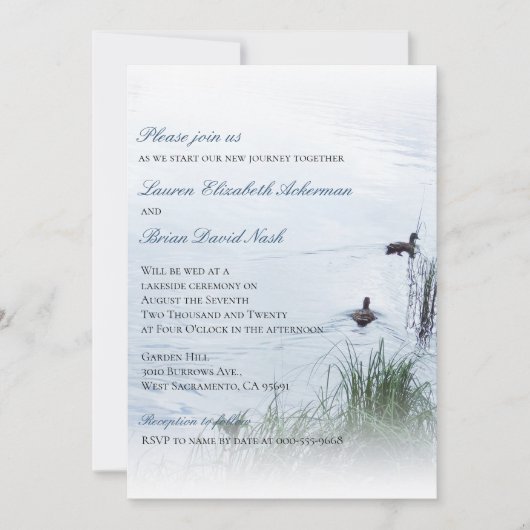 © Rustieke ongerepte Lakeside Wedding Custom Kaart (Voorkant)