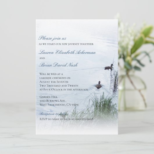 © Rustieke ongerepte Lakeside Wedding Custom Kaart (Staand voorkant)